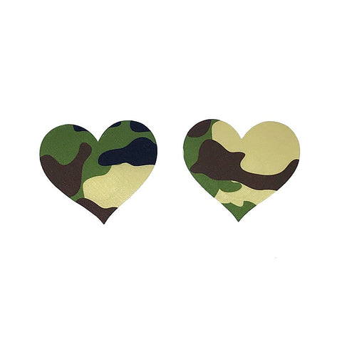 Satin Camo Print Heart Pasties by Love In Leather