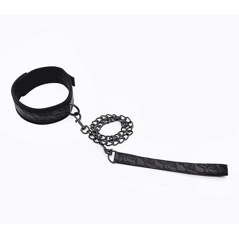 Lace Printed BDSM Leather Collar by Berlin Baby