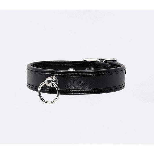 Thin Padded Faux Leather Bondage Collar by Berlin Baby