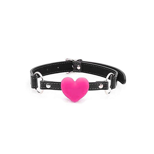 Faux Leather Gag With Silicone Heart by Love In Leather