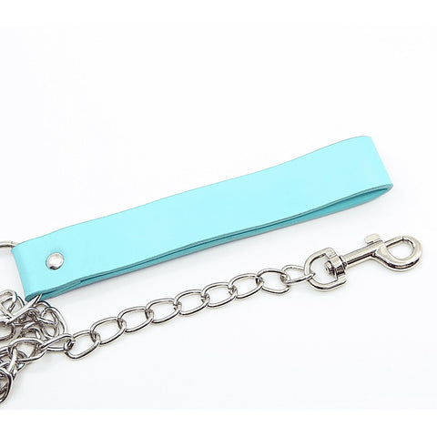 Turquoise Leather Handle Chain Lead by Berlin Baby