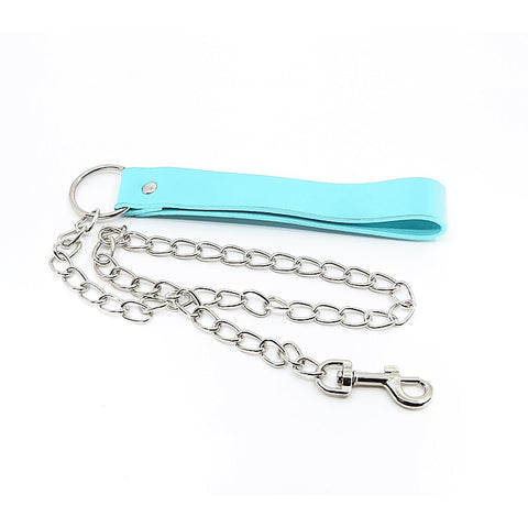 Turquoise Leather Handle Chain Lead by Berlin Baby