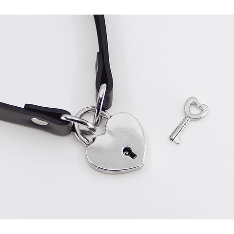 Heart Padlock Faux Leather Choker by Love In Leather