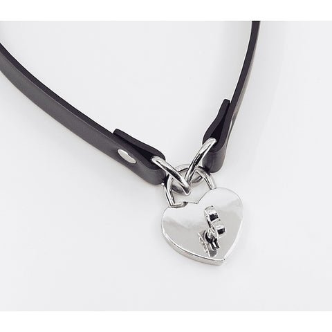 Heart Padlock Faux Leather Choker by Love In Leather