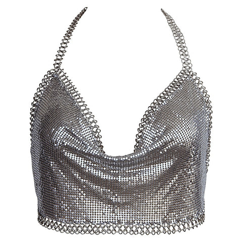 Cropped Halter Neck Top Silver by Muse Lingerie