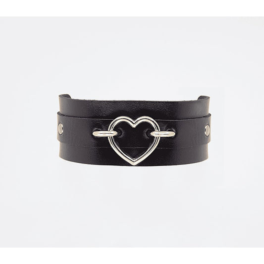 Heart Embellishment Faux Leather Collar by Love In Leather