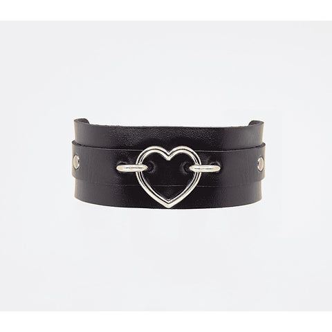 Heart Embellishment Faux Leather Collar by Love In Leather