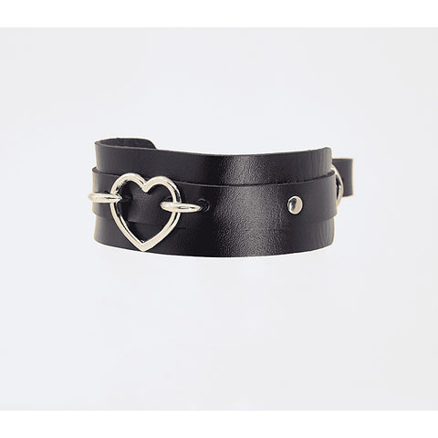 Heart Embellishment Faux Leather Collar by Love In Leather