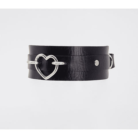 Heart Embellishment Faux Leather Collar by Love In Leather