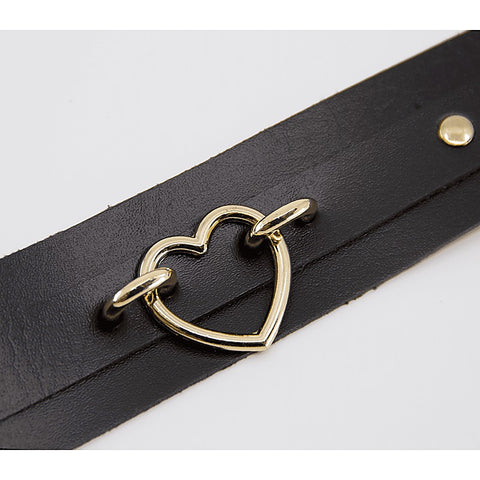 Heart Embellishment Faux Leather Collar by Love In Leather