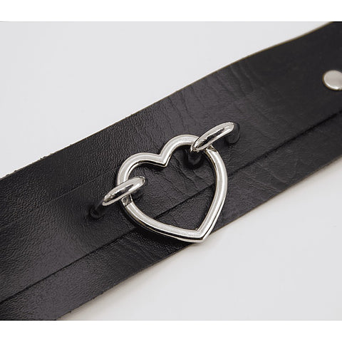 Heart Embellishment Faux Leather Collar by Love In Leather