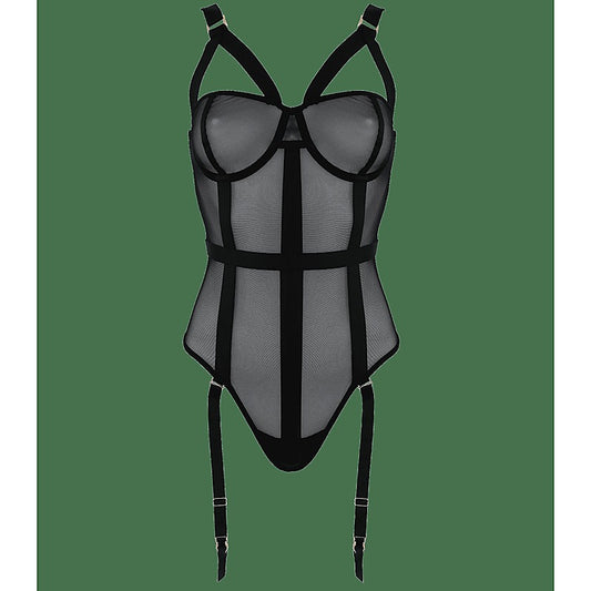 Black Mesh One Piece Women's Fetish Teddy by Muse