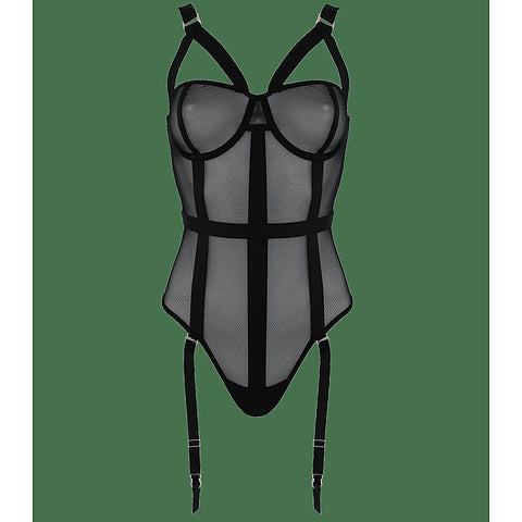 Black Mesh One Piece Women's Fetish Teddy by Muse