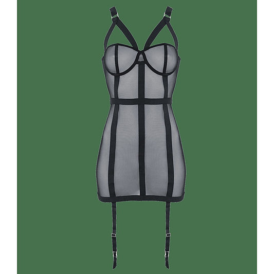 Elastic Banding Black Mesh Women's Dress by Muse