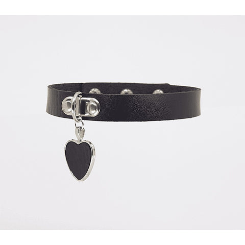 Heart Pendant Faux Leather Choker by Love In Leather