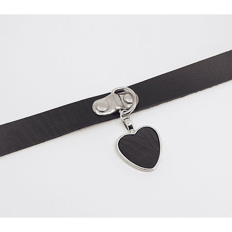 Heart Pendant Faux Leather Choker by Love In Leather