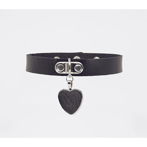 Heart Pendant Faux Leather Choker by Love In Leather