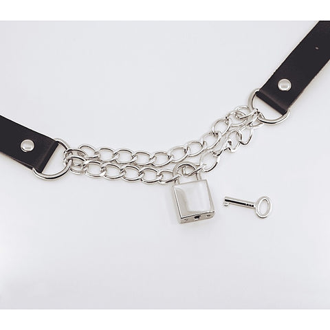Chain Padlock Faux Leather Choker by Love In Leather