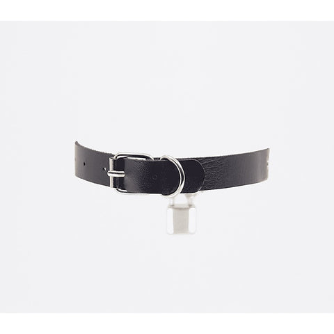 Chain Padlock Faux Leather Choker by Love In Leather