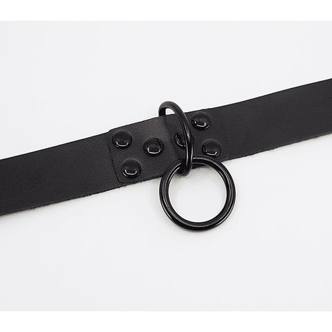 Black Ring Leather BDSM Choker by Love In Leather