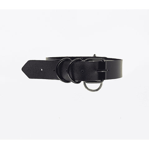 Black Ring Leather BDSM Choker by Love In Leather