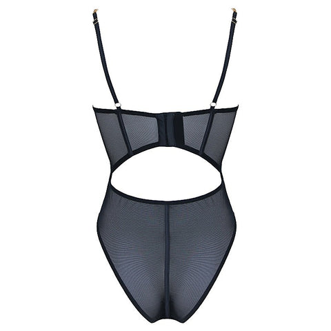 Sexy Soft Black Mesh Women's Bodysuit by Muse