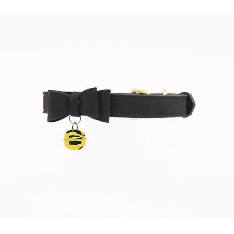 Faux Suede Leather Bow Cat Bell Collar by Berlin Baby