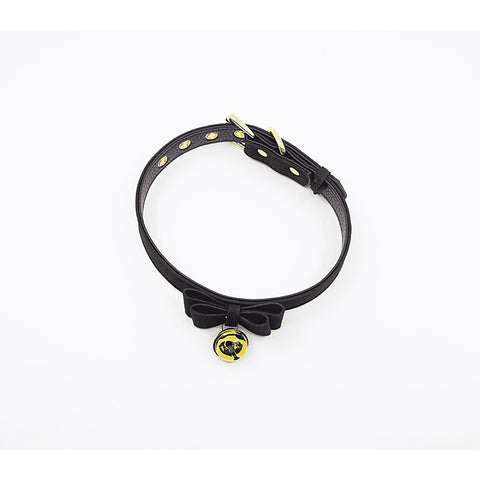Faux Suede Leather Bow Cat Bell Collar by Berlin Baby