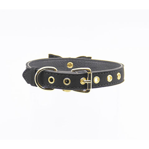 Faux Suede Leather Bow Cat Bell Collar by Berlin Baby