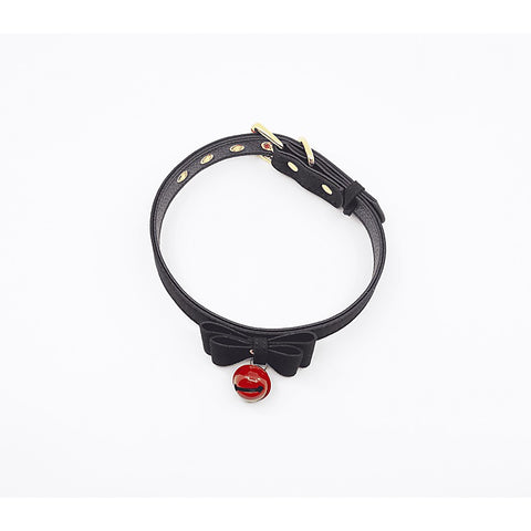 Faux Suede Leather Bow Cat Bell Collar by Berlin Baby
