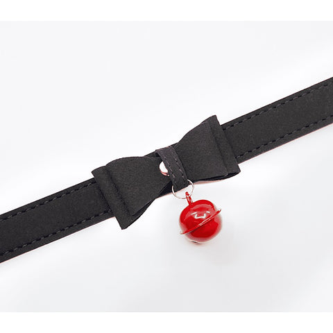 Faux Suede Leather Bow Cat Bell Collar by Berlin Baby