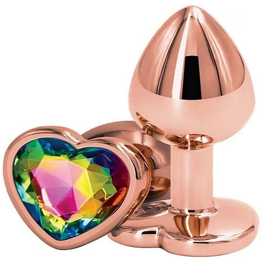 Rear Assets Rose Gold Heart Small Anal Plug by NS Novelties
