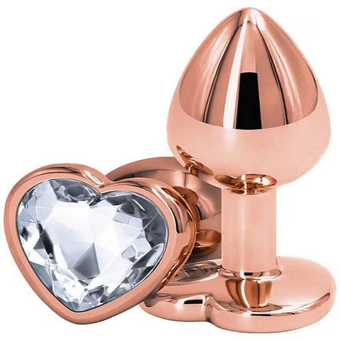 Rear Assets Rose Gold Heart Small Anal Plug by NS Novelties
