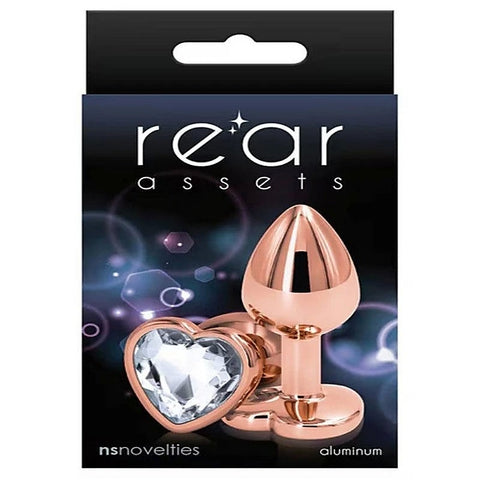 Rear Assets Rose Gold Heart Small Anal Plug by NS Novelties