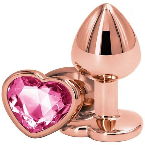 Rear Assets Rose Gold Heart Small Anal Plug by NS Novelties