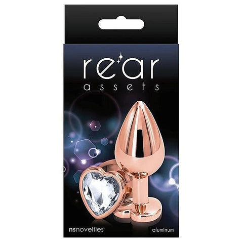 Rear Assets Rose Gold Heart Butt Plug Medium by NS Novelties