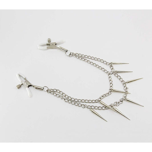 Spiked Chain Women's Nipple Clamps by Love In Leather