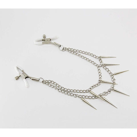 Spiked Chain Women's Nipple Clamps by Love In Leather