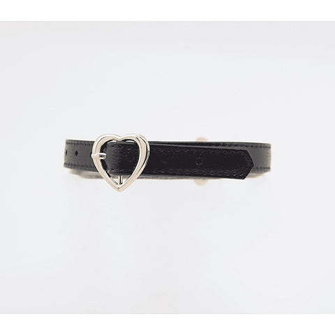 Heart Buckle Bondage Leather Collar by Love In Leather