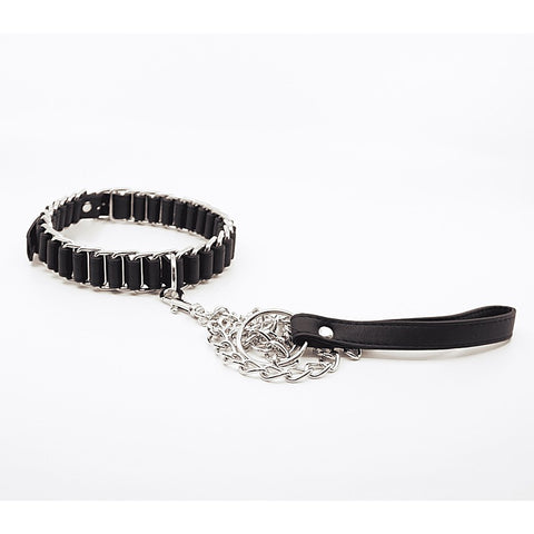 Chain Link Bondage Collar and Lead by Love In Leather