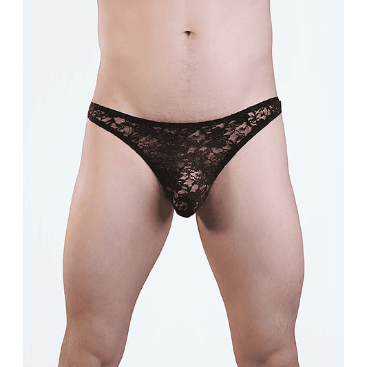 Mens Full Lace Sexy G-String Black by Love In Leather