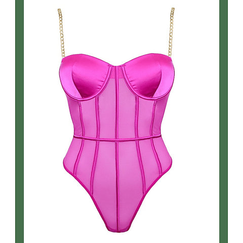 Soft Pink Mesh Sexy Women's Bodysuit by Muse