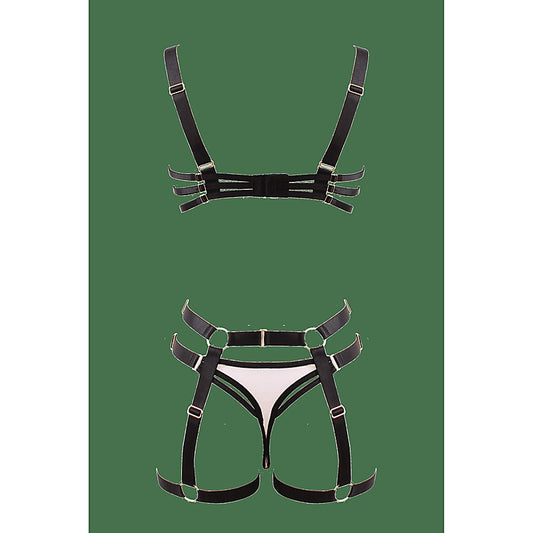 Bra and Panty Set With Elastic Leg Garter Belt by Muse
