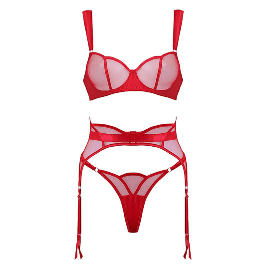 3-Piece Sheer Mesh BDSM Lingerie Set by Muse