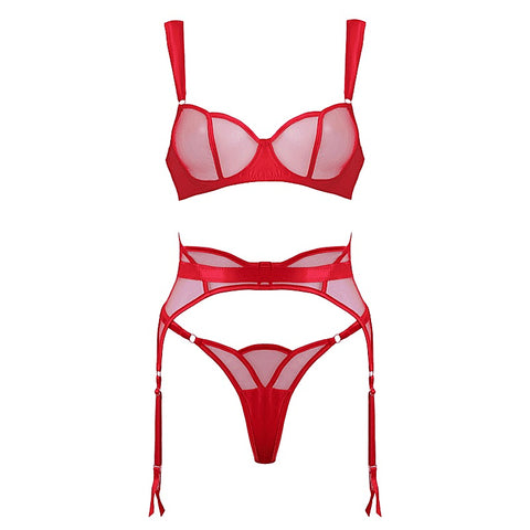 3-Piece Sheer Mesh BDSM Lingerie Set by Muse