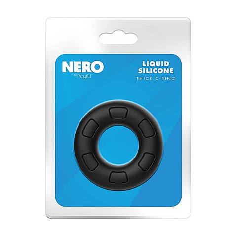Playful Nero Liquid Silicone Thick Male C-Ring by Evolved