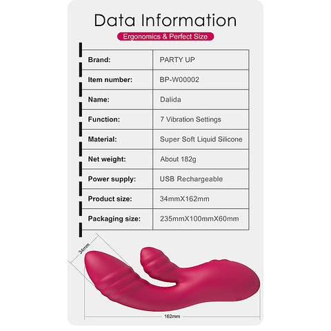 DALIDA USB Rechargeable Rabbit Vibrator by Party Up
