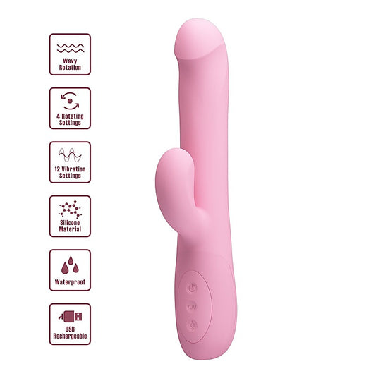 DEAN Wavy Rechargeable Rotating Rabbit Vibrator by Party Up