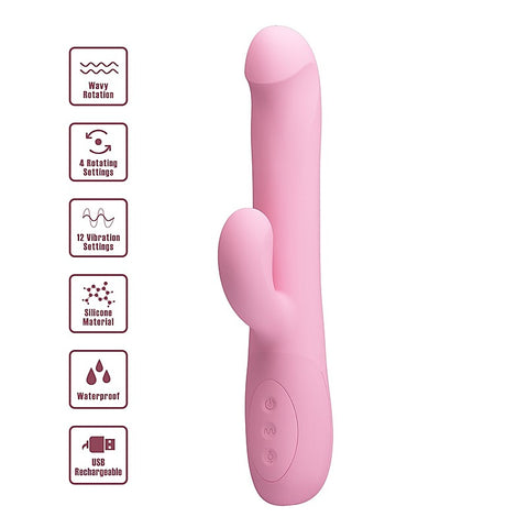 DEAN Wavy Rechargeable Rotating Rabbit Vibrator by Party Up