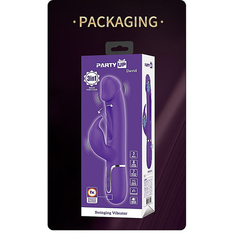 DAVID Swinging Rechargeable Rabbit Vibrator by Party Up